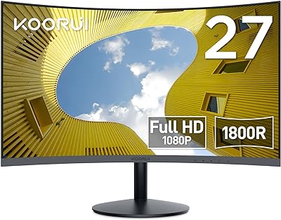 KOORUI Curved Monitor 27 Zoll FHD – VA Panel 75Hz 1800R Tilt