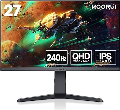 KOORUI Gaming Monitor 27 Zoll: WQHD 240Hz, 1ms, FreeSync & Gsync Kompatibilität