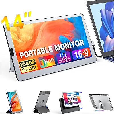 14-Zoll-IPS-Portable-Monitor 1080P FHD für Laptop: Dual-Screen-Erweiterung