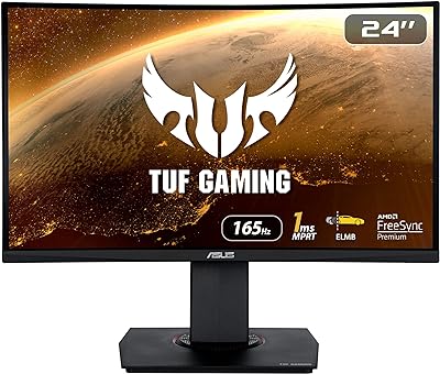 ASUS TUF Gaming VG24VQR: 24″ FHD Curved Monitor, 165Hz, 1ms, FreeSync