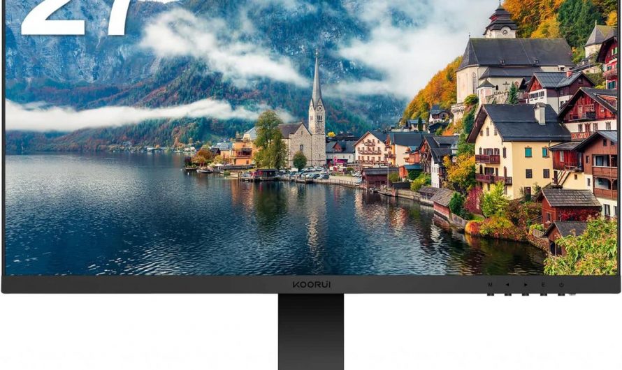 KOORUI 27 Zoll Monitor Voll HD (1920 x 1080) 75Hz VA 5ms Augenpflege Rahmenlos Blaulichtfilter HDMI VGA VESA 75 x 75